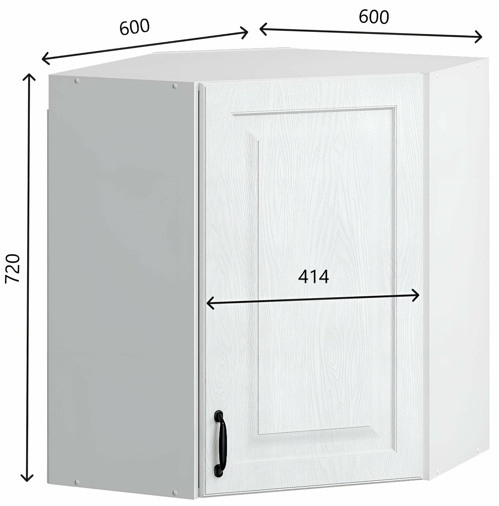 Шкаф кухонный навесной угловой 60*60 см МДФ Белая текстура