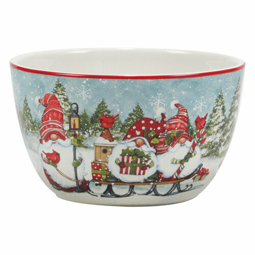 Салатник порционный Certified Int. Рождественские гномы на санях 13 см, керамика