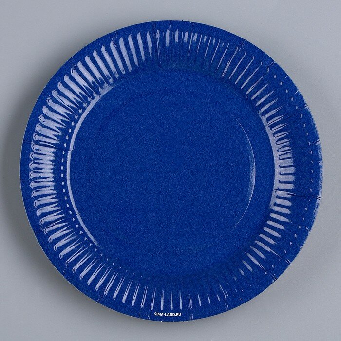 Тарелка одноразовая бумажная Синий, однотонная, 18 см 10 шт