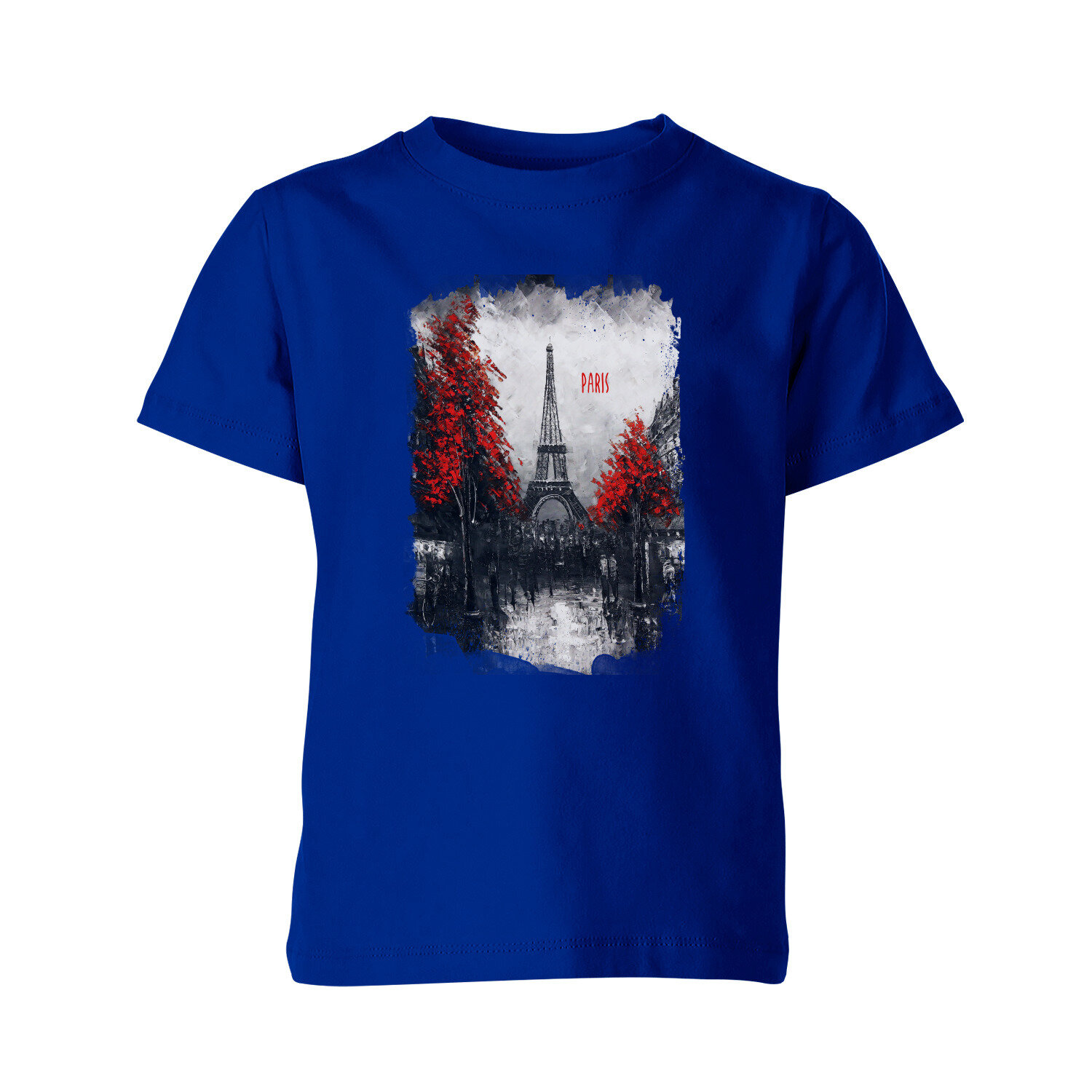 Детская футболка «Париж - Paris, города, масло, картина, башня» (140, синий)