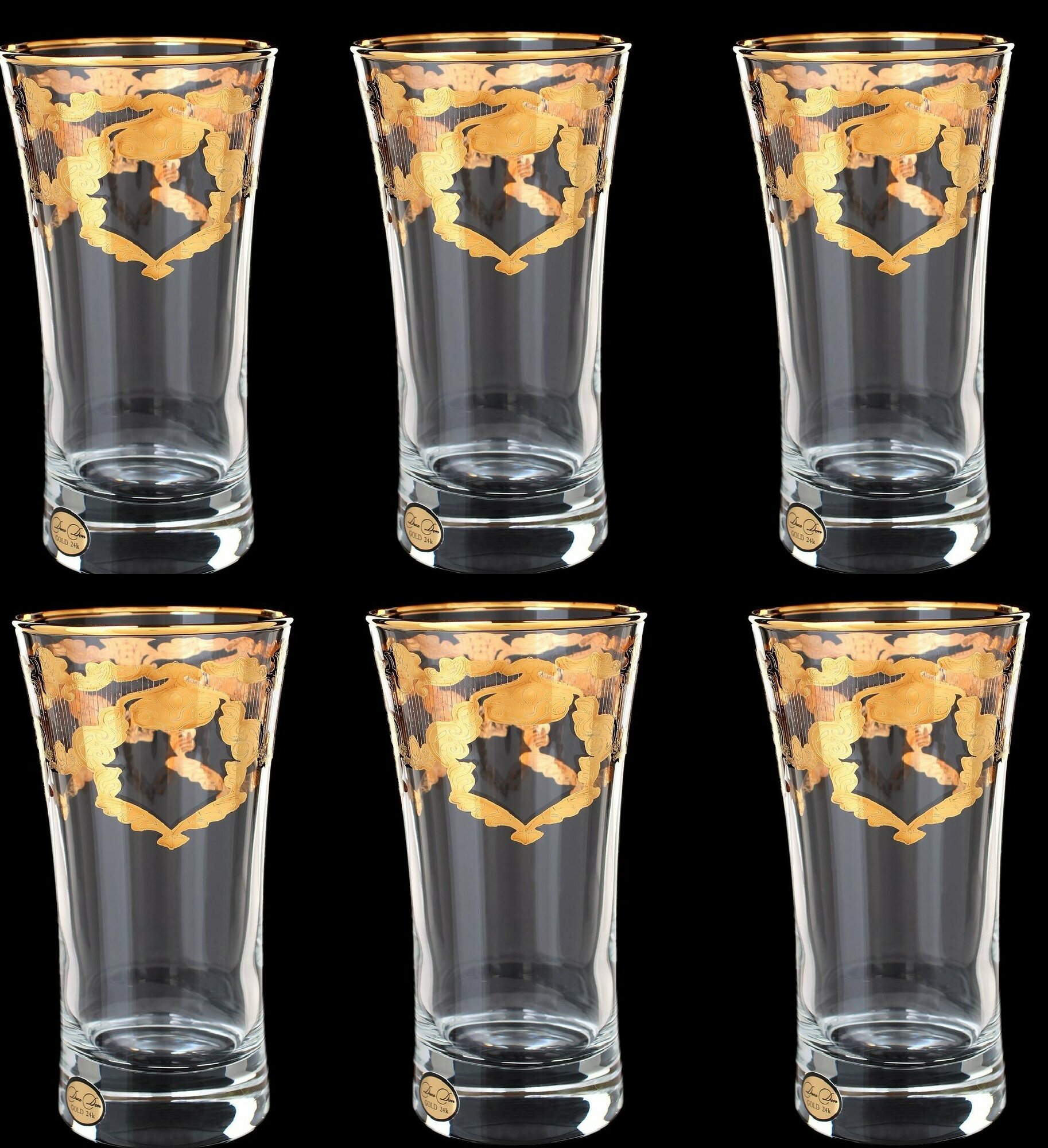 Набор 6 стаканов 300сс п/у с золотым декором/ручная роспись