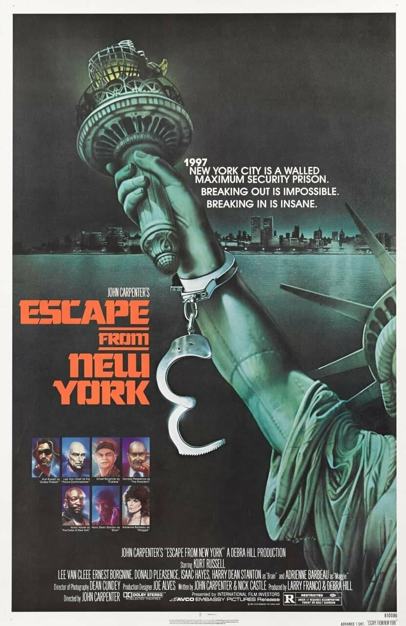 Плакат постер на бумаге Побег из Нью-Йорка (Escape from New York 1981г). Размер 21 х 30 см