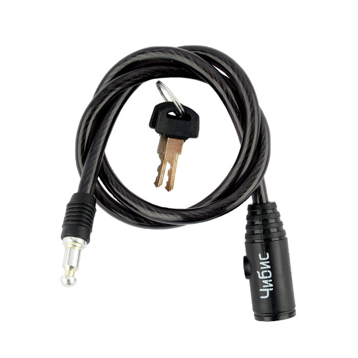 фото Замок навесной для велосипеда тросовый "Чибис" (8*800мм) черный, с ключом