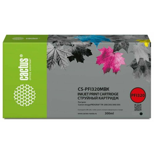 картридж для canon pfi 320mbk tm 200 205 300 305 matte black 300ml pigment myink Картридж Cactus CS-PFI320MBK