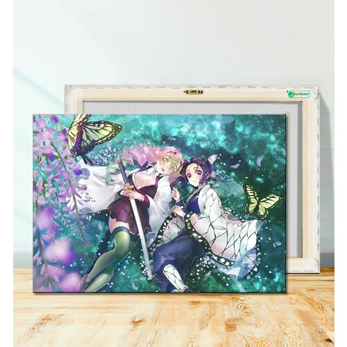 Картина на холсте для интерьера Клинок рассекающий демонов, Шинобу и Мицури (923) 40х60