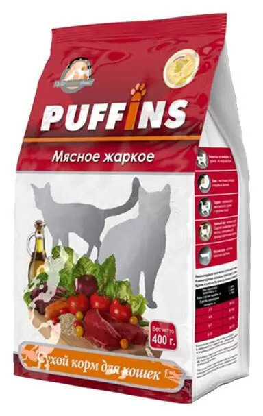 Puffins сухой корм для кошек Мясное жаркое 400г