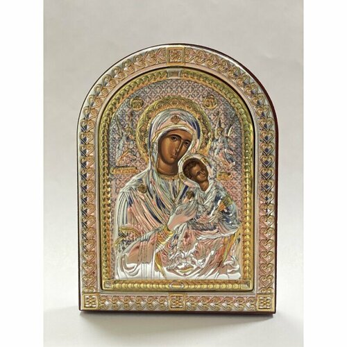 Икона Божией Матери страстная 85180, 8х11 см, цвет: серебристый