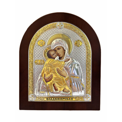 Икона Божией Матери Владимирская 6394/WO, 8.5х10.2 см, цвет: серебристый