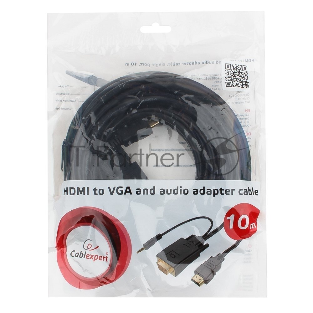 Кабель HDMI 10м Cablexpert A-HDMI-VGA-03-10M круглый черный - фото №5