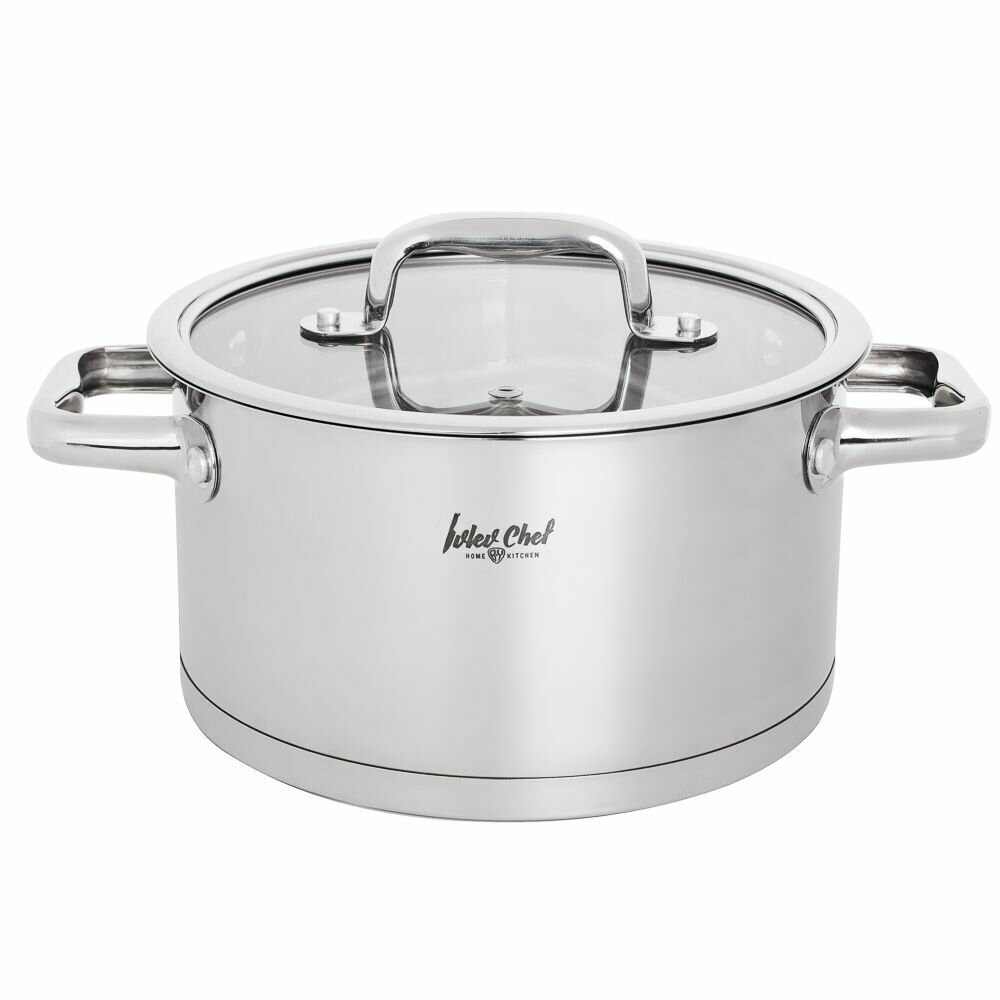 фото Кастрюля 20х11см 3,4л, со стекл. крышкой, индукция, (нержавейка) сталь 18/10 Ivlev Chef Royal