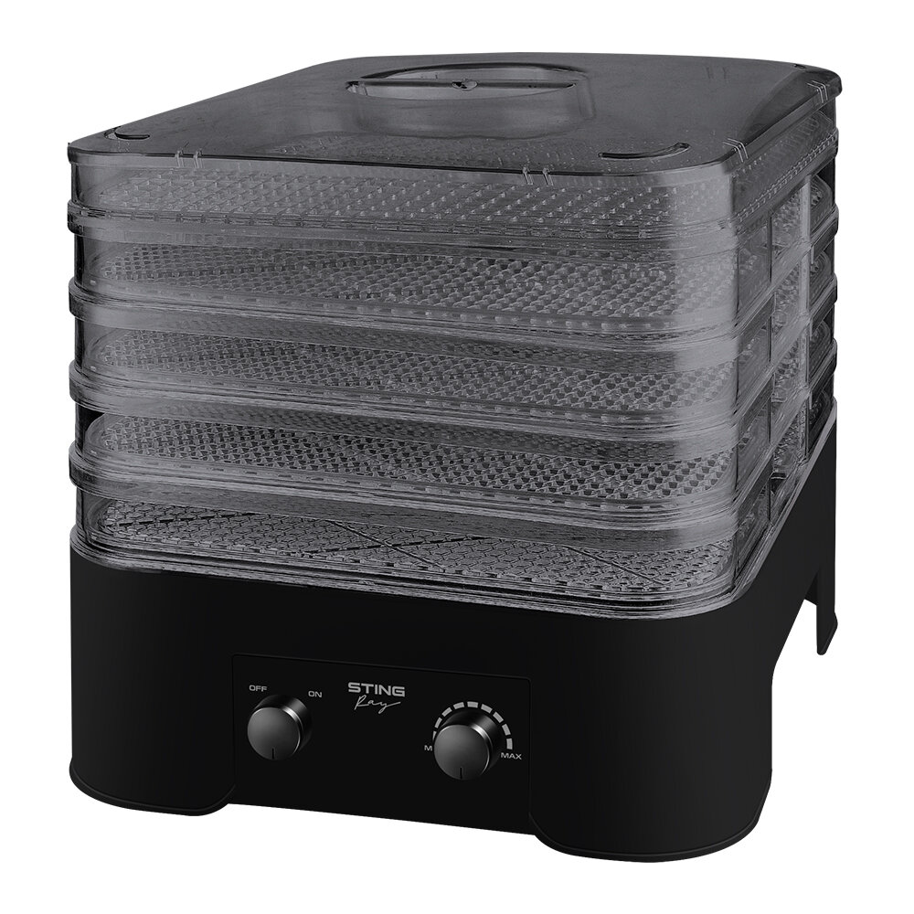 фото Электросушилка STINGRAY ST-FD702C 7 поддонов: 4 разборных поддона для сушки, 1 обычный поддонов, 2 для пастилы черный жемчуг