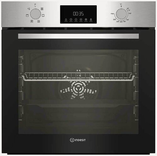Изображение товара Электрический духовой шкаф Indesit IFE 3644 J IX 59 см, 72 л гриль конвекция, серебристый