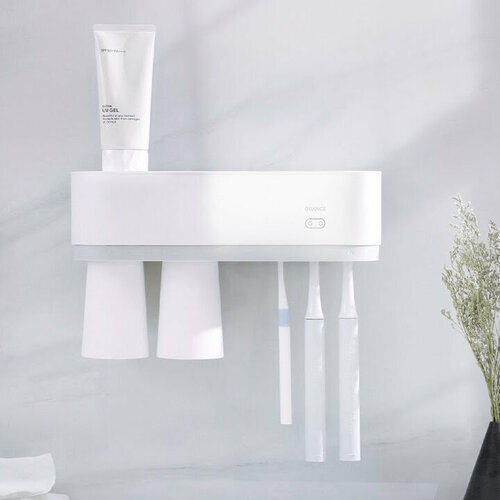 стерилизатор для щеток quange smart sterilization toothbrush cup holder wy020702 white Дезинфицирующий держатель стерилизатор для зубных щеток и стаканчиков QuanGe Smart Sterilization Toothbrush Cup Holder Set WY020702