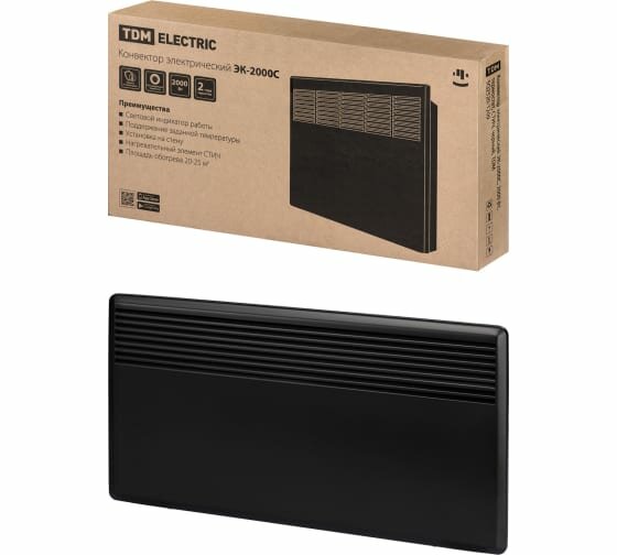 фото Конвектор электрический ЭК-2000С, 2000 Вт, термостат, стич, черный, TDM
