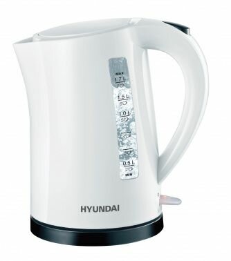 Электрический чайник Hyundai 1.7л. 2200Вт белый/черный (корпус: пластик)