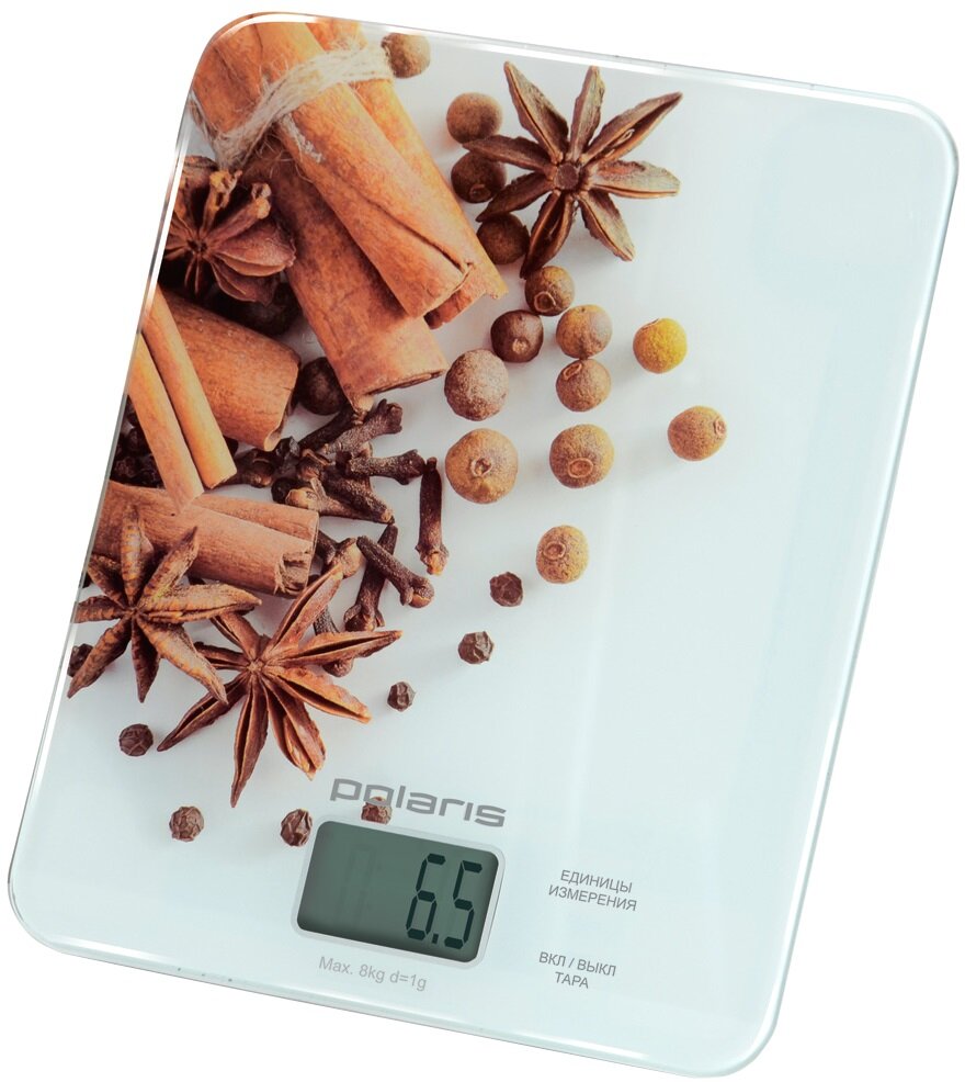 Весы бытовые электр. POLARIS PKS 0832DG /стекл. платформа, до 8 кг, тарокомпенсация/