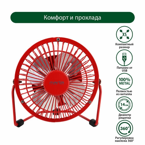 Настольный вентилятор MARTA MT-FN2545 красный 40400₽