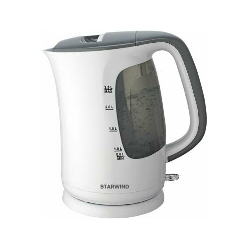 Электрический чайник Starwind 2.5л. 2200Вт белый/серый (корпус: пластик) чайник электрический starwind sks3210 2200вт серебристый