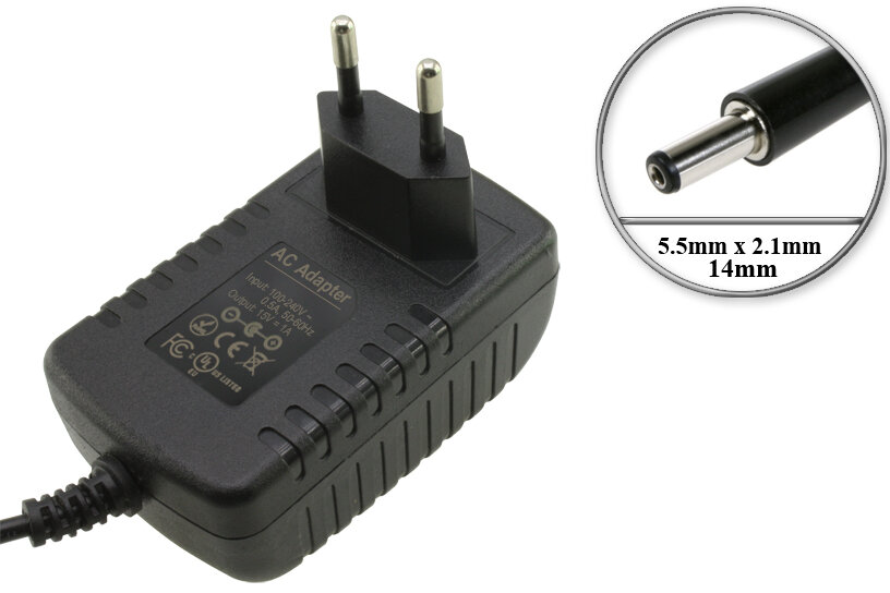 Адаптер (блок) питания 15V 0.4A - 2A min. 5.4W 5.5mm x 2.1mm 14mm для триммера машинки для стрижки Philips QC5010 QC5030 QC5045 QC5050 и др.