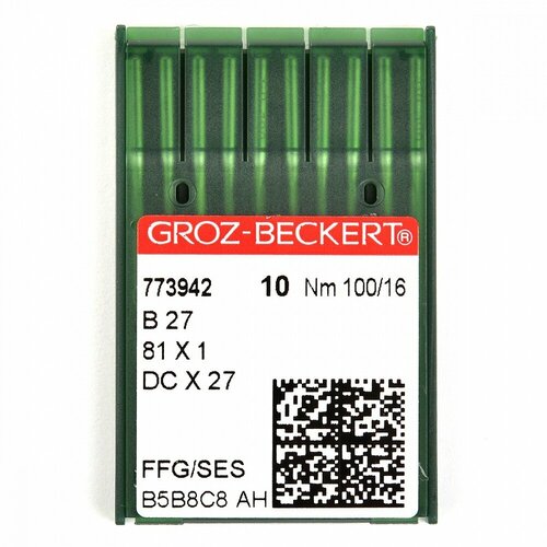 Иглы для промышленных швейных машин Groz-Beckert B27/81x1/DCx27/DCx1 FFG №100, 10 шт (773942)