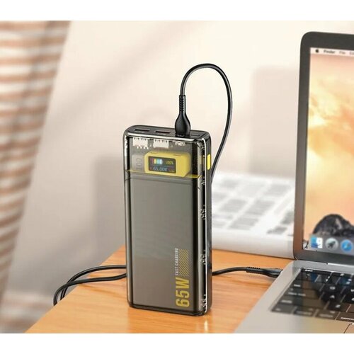 Внешний аккумулятор для ноутбука Hoco Q13 Crystal Fast Charging 20000 mAh 65W Кабель Type-C to Type-C Черный 875000₽