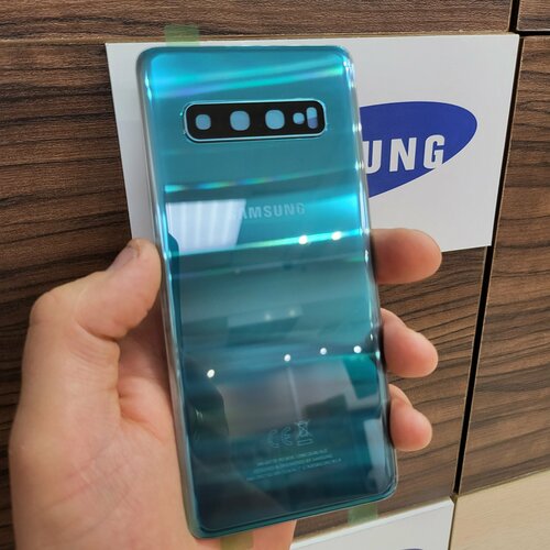 Крышка для Samsung S10 Премиум копия оригинала (заднее стекло) цвет: зелёный