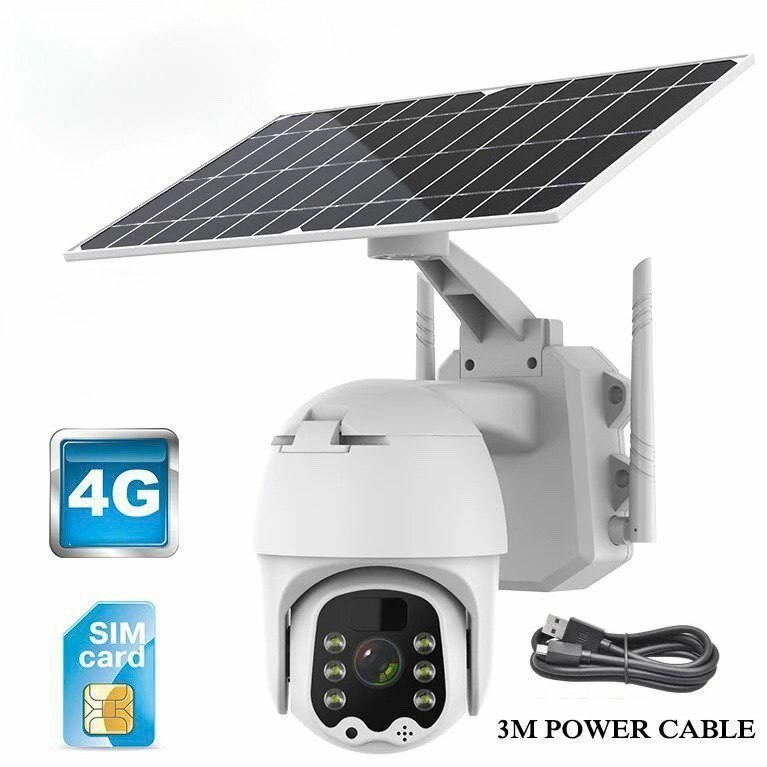 Автономная уличная камера видеонаблюдения 4G (SIM-карта) с солнечной панелью датчиком движения ИК подсветкой.