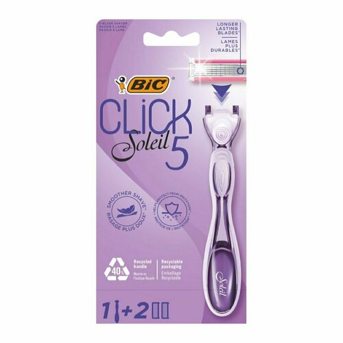Станок для бритья Bic, Click 5 Soleil, для женщин, 5 лезвий, 2 сменные кассеты, 503715. 428976