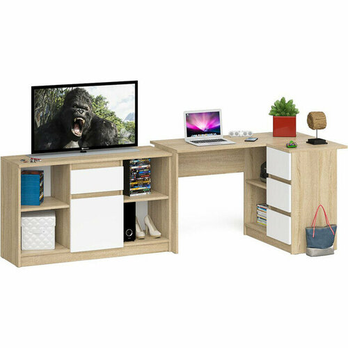 Комплект СВК Мори Стол компьютерный МС-16 правый Тумба МТВ12041 цвет дуб сономабелый 16996₽