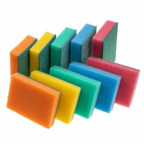 Губка поролон/абразив Donna-Bella Миди (80x50x25мм) набор 10шт, 40 уп.