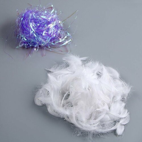 Набор для творчества и декора Перья белые наполнитель цвет фиолетовый 1шт 408₽