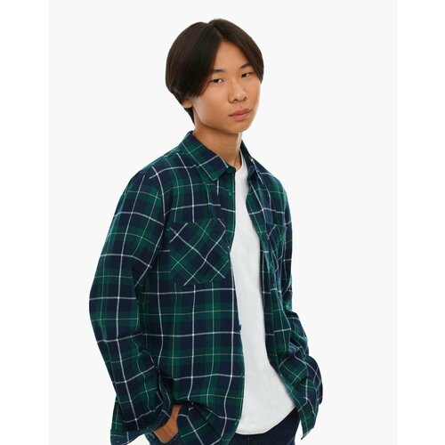 фото Рубашка gloria jeans, размер 11-12л/152 (38), зеленый, синий