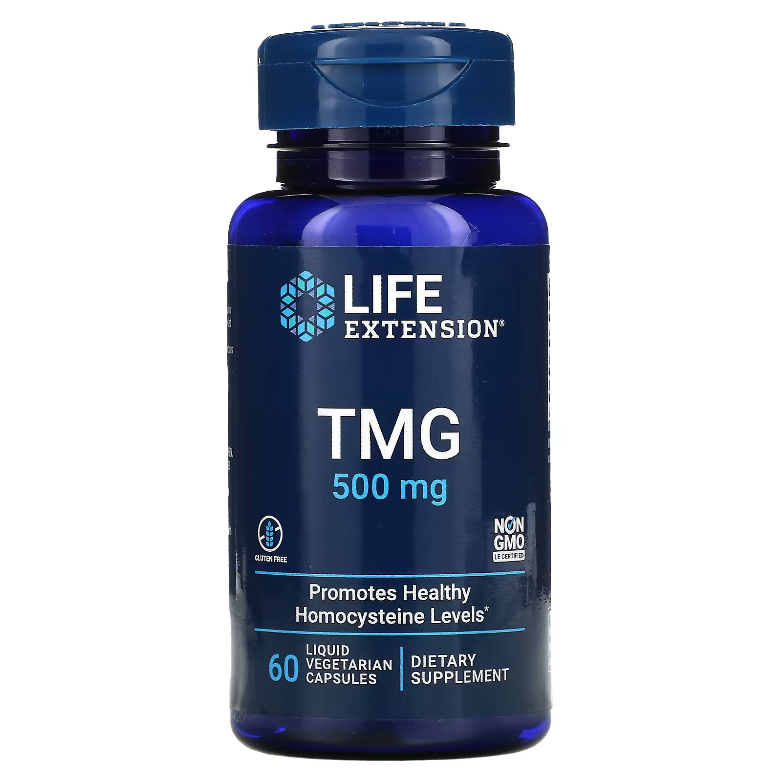 ТМГ, Капсулы Life Extension TMG, 500 мг, 60 шт, для укрепления здоровья сердечно-сосудистой системы