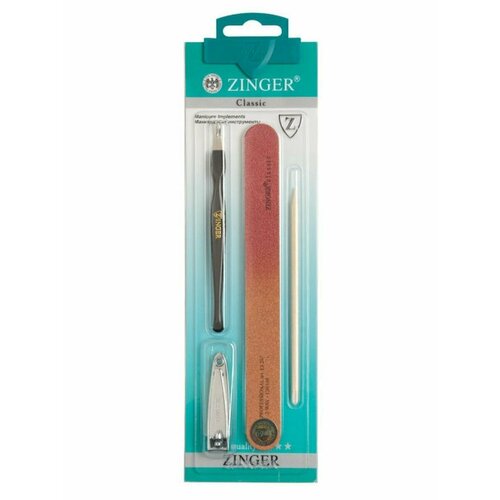 Набор для маникюра, Zinger, пилка мягкая, триммер, палочка, клиппер набор для маникюра zinger полировка клиппер триммер палочка