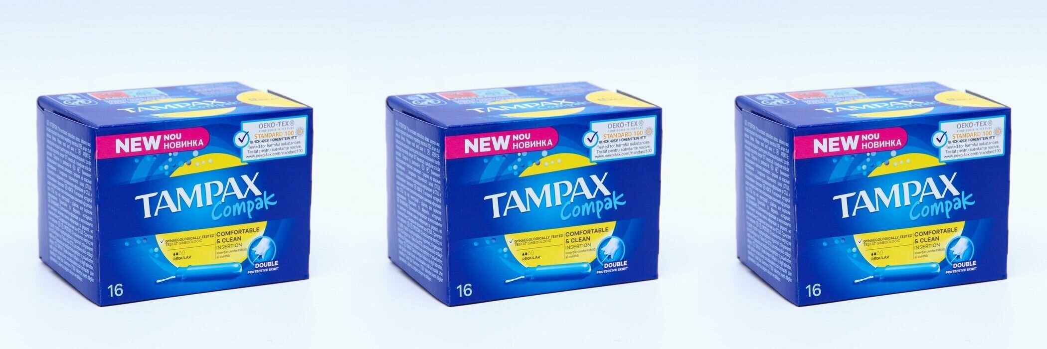 Tampax Тампоны женские с аппликатором Compak Regular Duo, 16шт, 3 уп