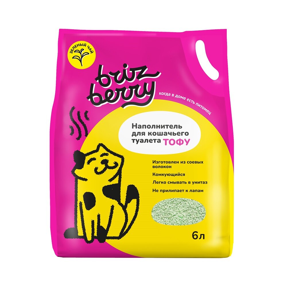 Наполнитель для кошачьего туалета Brizberry Бризберри тофу зеленый чай (2,5 кг,6 л.)