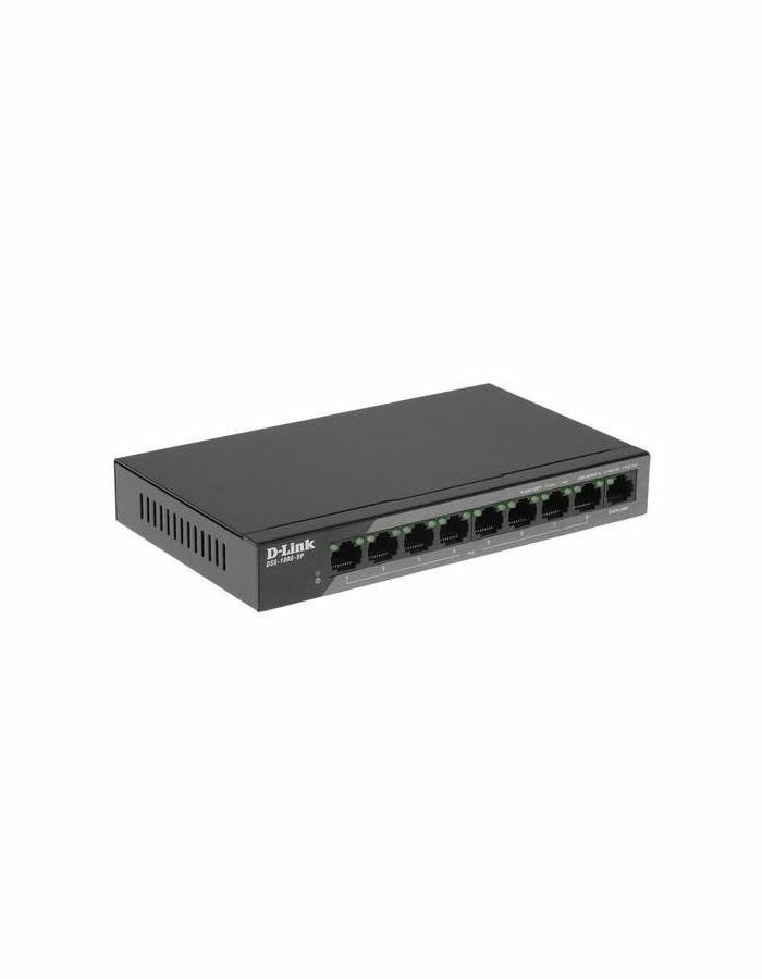 Коммутатор неуправляемый D-link DSS-100E-9P/B1A 8x10/100Base-TX PoE (PoE‐бюджет 92Вт, дальность до 250м), 1x10/100/1000Base-T