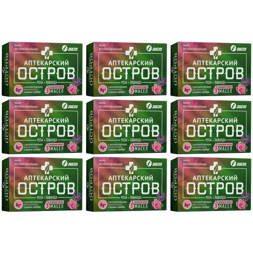 Аптекарский остров Мыло туалетное Роза и лаванда, 100 г, 9 шт