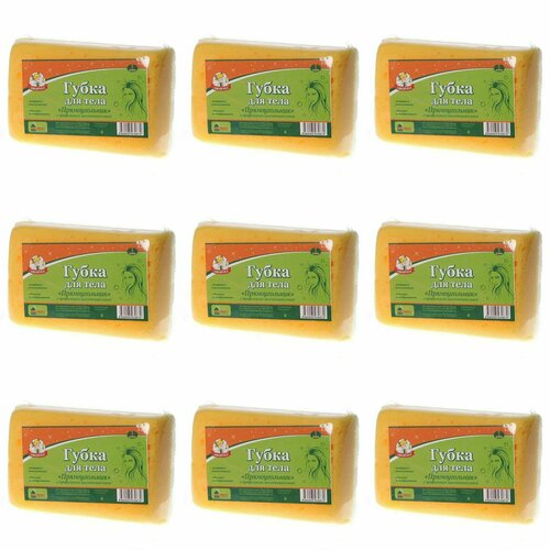 Умничка Губка для тела Прямоугольник с профильным массажным слоем, 9 шт