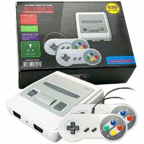 Игровая приставка 8 bit Super Mini SFC 620 в 1 620 игр 2 геймпада Серый 109000₽