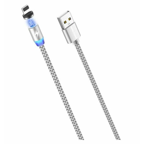 Дата-кабель More choice Smart USB 2.4A для Lightning 8-pin Magnetic K61Si нейлон 1м (Silver) дата кабель more choice smart usb 2 4a для lightning 8 pin magnetic k61si нейлон 1м silver