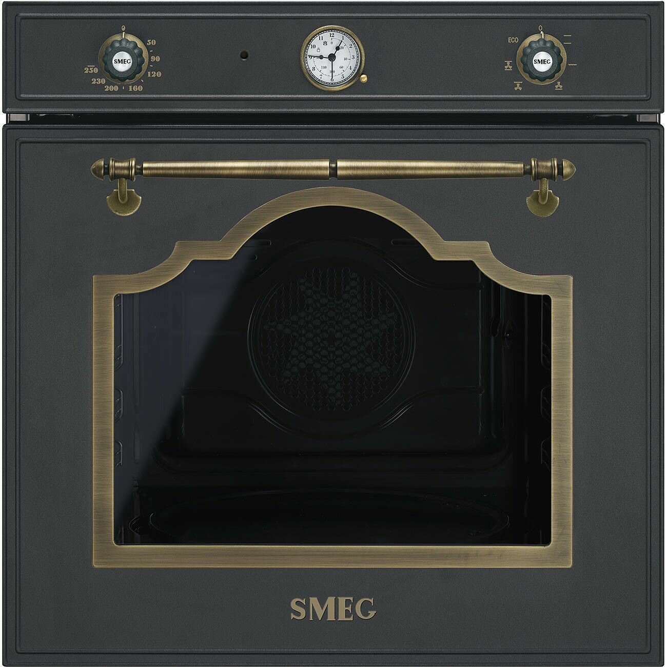 Электрический духовой шкаф Smeg SF700AO, черный, 6 режимов работы, таймер, часы, объем 70 л