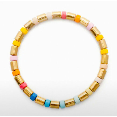 фото Браслет rainbow, 1 шт., размер one size, диаметр 6 см, голубой, золотой sorona jewelry