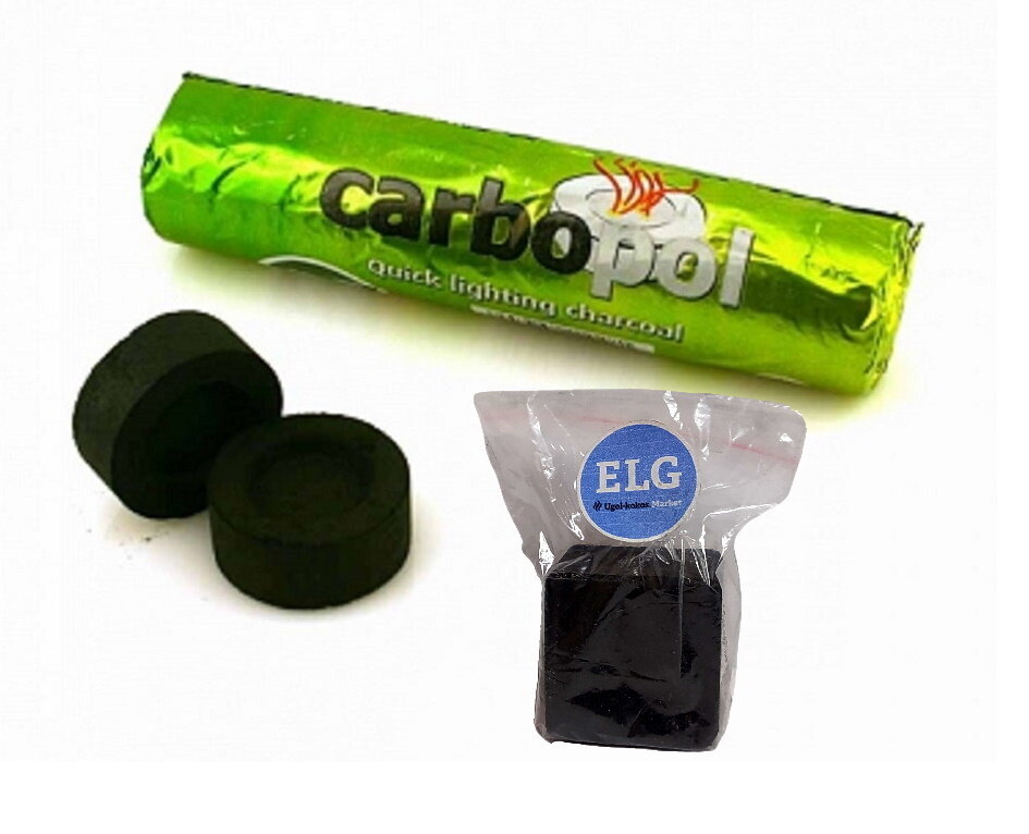 Уголь кадильный быстроразжигаемый древесный в упаковке 10 таблеток диаметр 28мм + кубик угля ELG