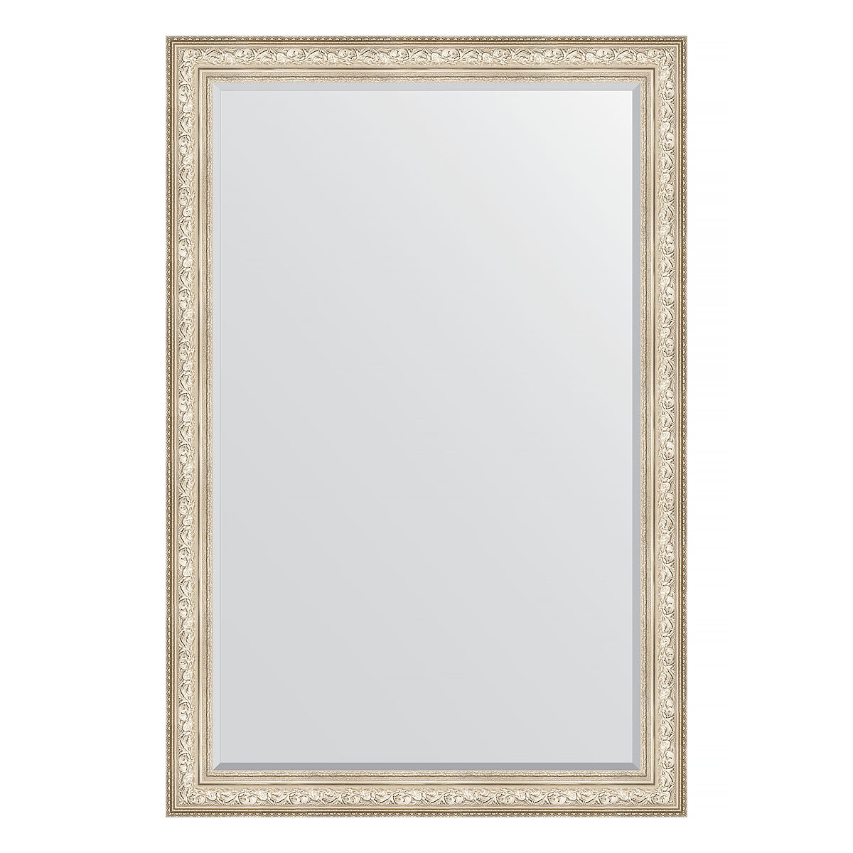 Зеркало настенное с фацетом EVOFORM в багетной раме виньетка серебро, 120х180 см, для гостиной, прихожей, кабинета, спальни и ванной комнаты, BY 3634
