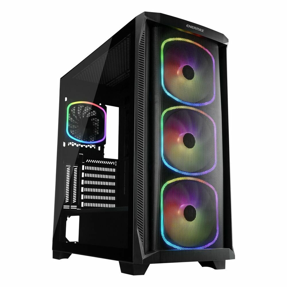 Корпус eATX Enermax черный, без БП, боковая панель из закаленного стекла, 2*USB 3.0, USB 2.0, audio - фото №1