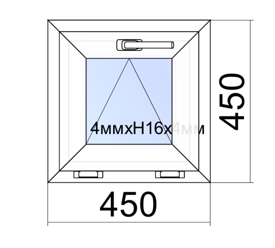 Окно ПВХ VEKA WHS Halo/ 45*45см (Ш.*В.)/ фрамуга/ откидной механизм/однокамерный стеклопакет/ цвет белый