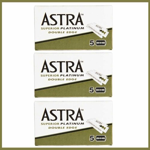 Лезвия двухсторонние для бритвы Astra Superior Platinum классические для T-образных бритв и шаветок 3 упаковки по 5 шт 305₽