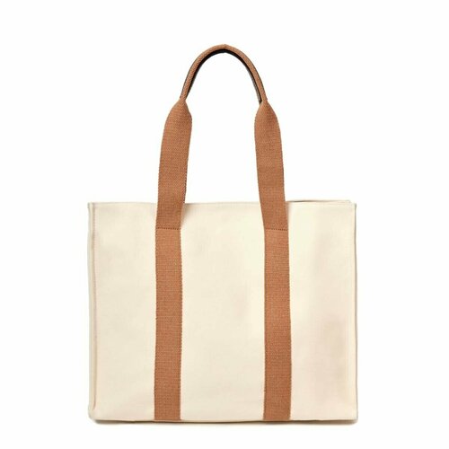 фото Сумка шоппер moveli voy 020303, фактура стеганая, белый, экрю