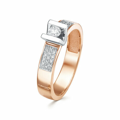 Кольцо Brilliant Style, комбинированное золото, 585 проба, бриллиант, размер 17.5